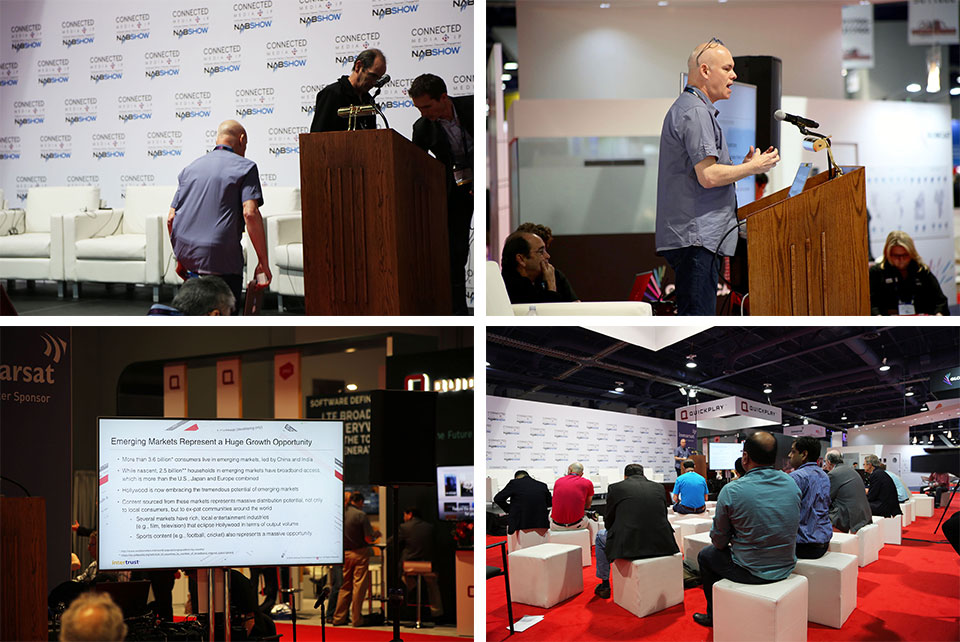 Intertrust Chief Product Officer Tim Schaaff delivers a seminar in the Connected Media | IP Theater.