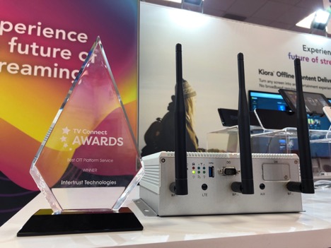 The TV Connect Award next to a Kiora ContentHotspot device