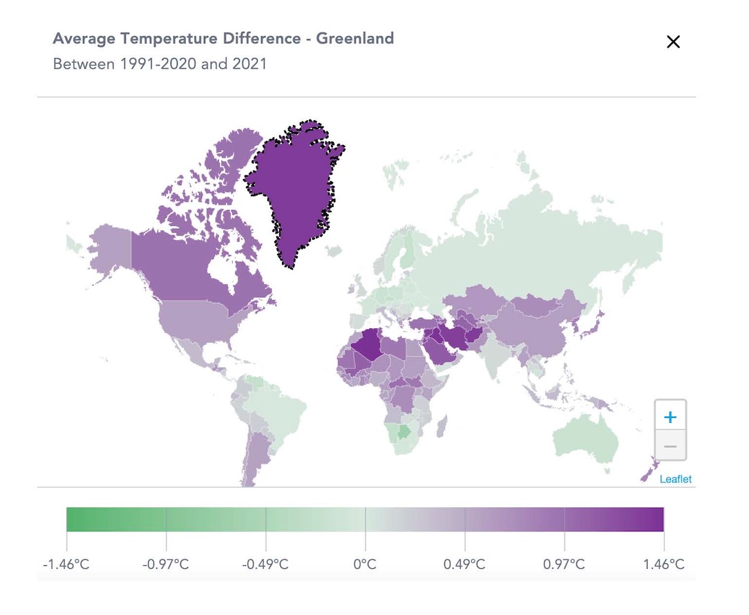 Climate data - Average temp. difference - Greenland